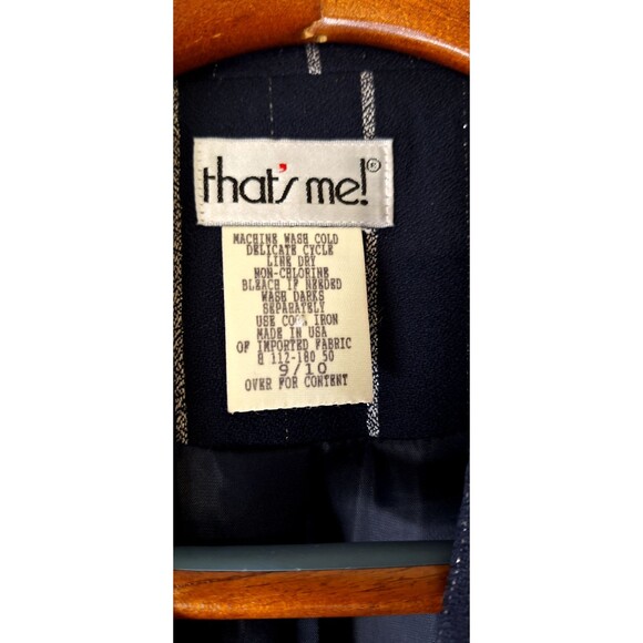 Vtg THAT'S ME Navy Striped Single Button Blazer Retro Women's Sz 90's Sz 9/10 - Picture 3 of 8